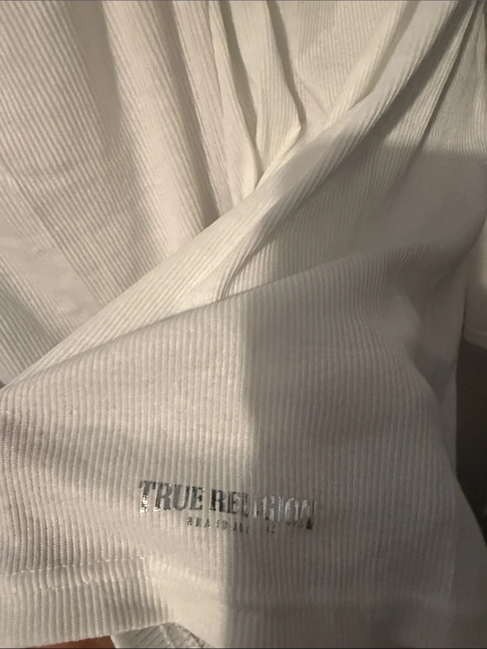 NWT True Religion White Ribbed Tank Top square Neck white